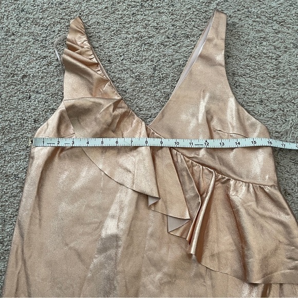 Zara Trafaluc Small Mini Dress ~ Metallic Rose Gold Party Festive - Picture 6 of 8